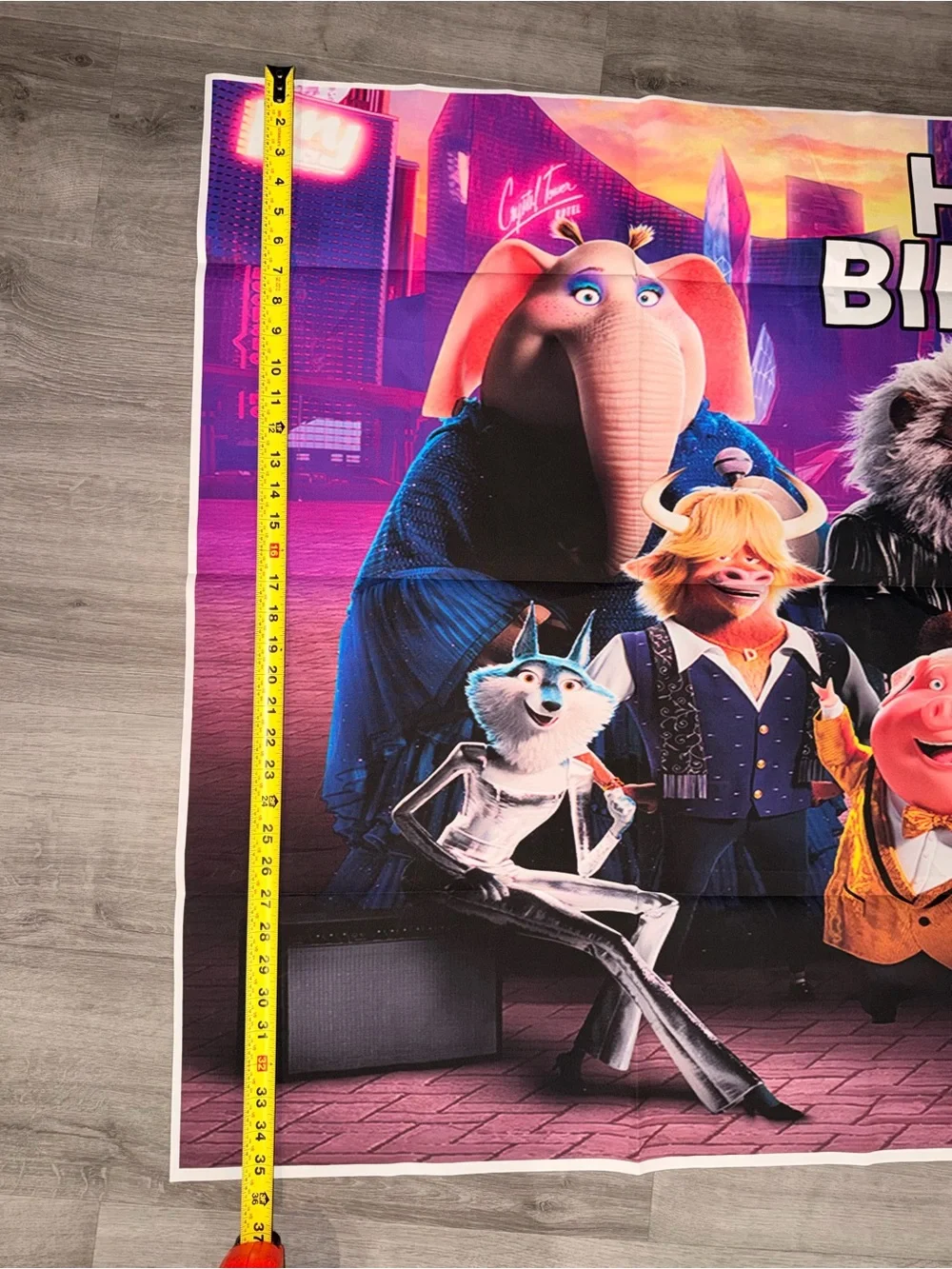 Sing 2 the Movie Happy Birthday Banner Sizing ~ 3 x 5
